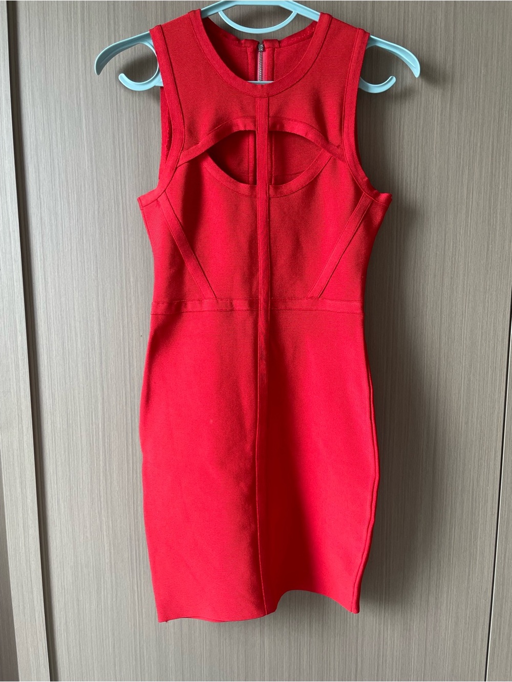 bebe Red Mini Dress with Front Cutout